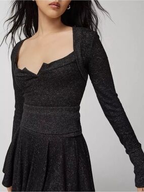 Urban Outfitters Charcoal Tate Cozy Layered Top